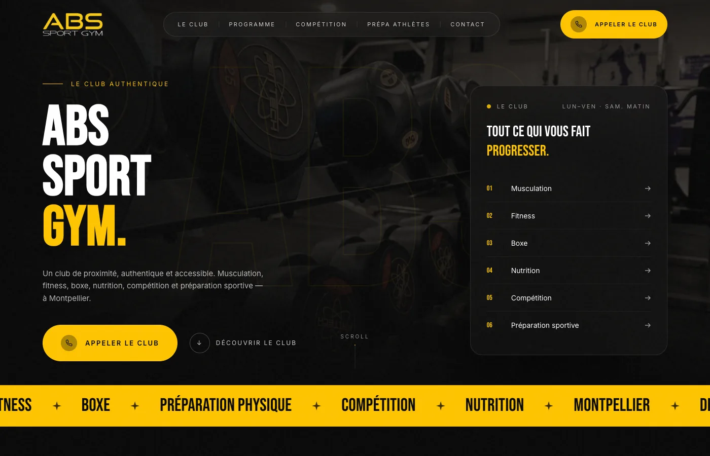 Page d'accueil du site abs-sport-gym.fr