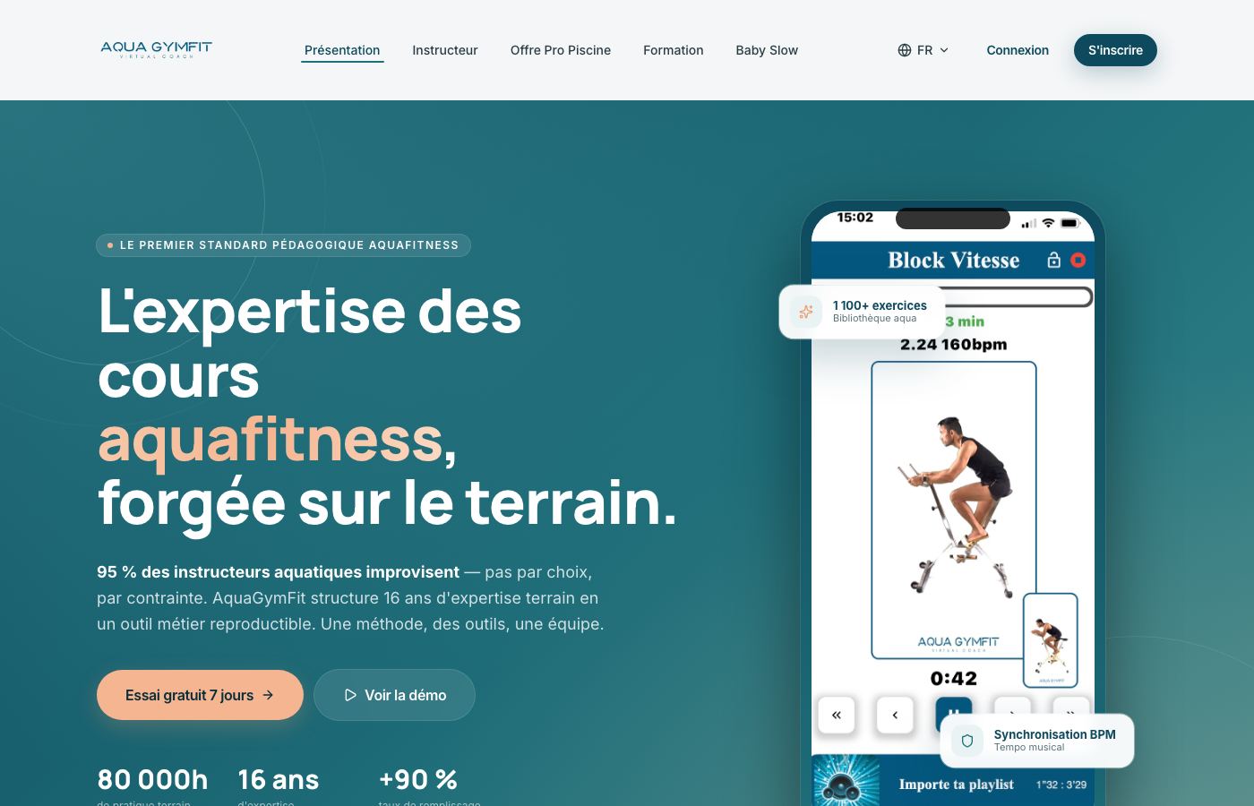 L'application AquaGymFit telle qu'elle est en ligne aujourd'hui